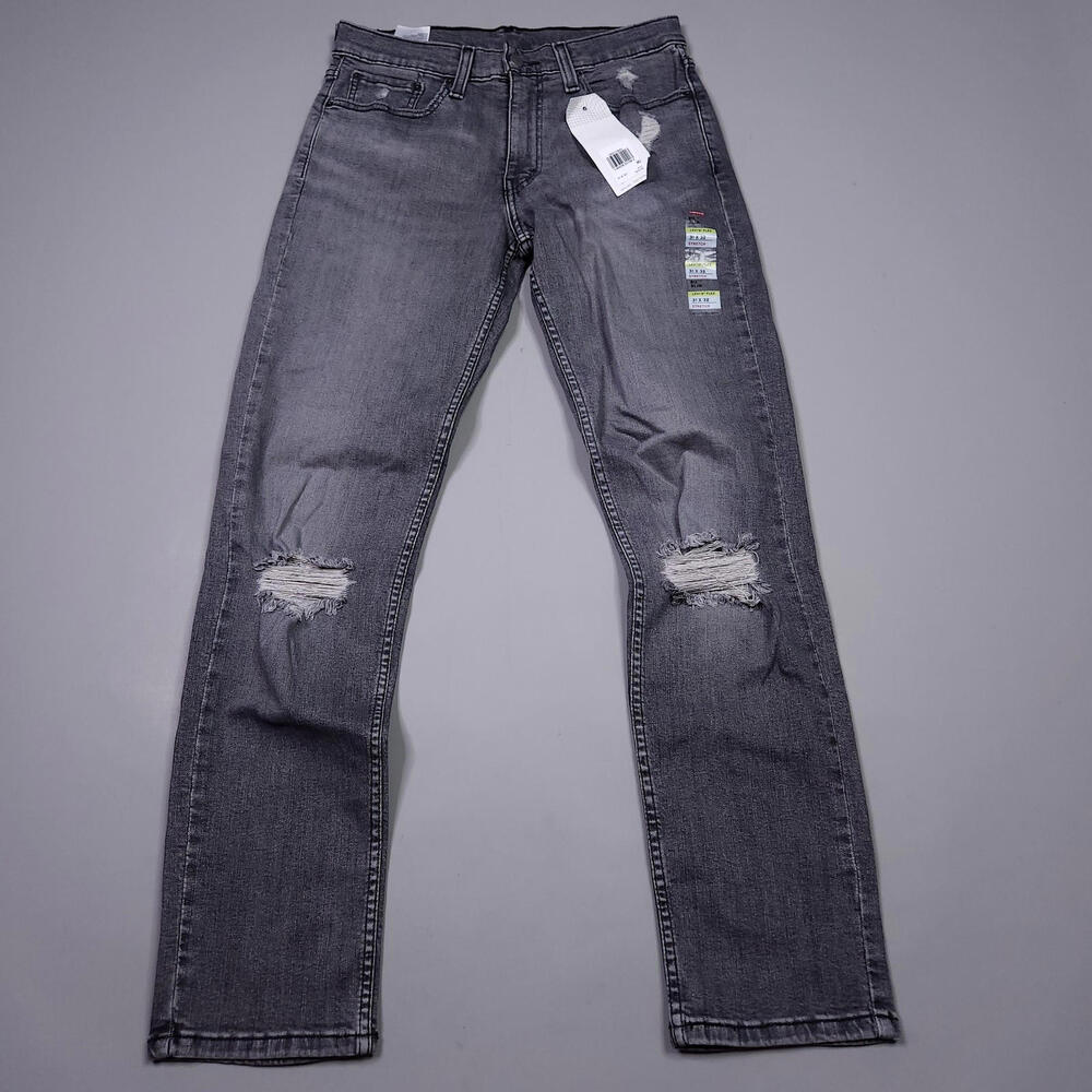New Levis 511 Flex Distressed Slim Fit Grey Grunge Punk Stretch Jeans 31x32